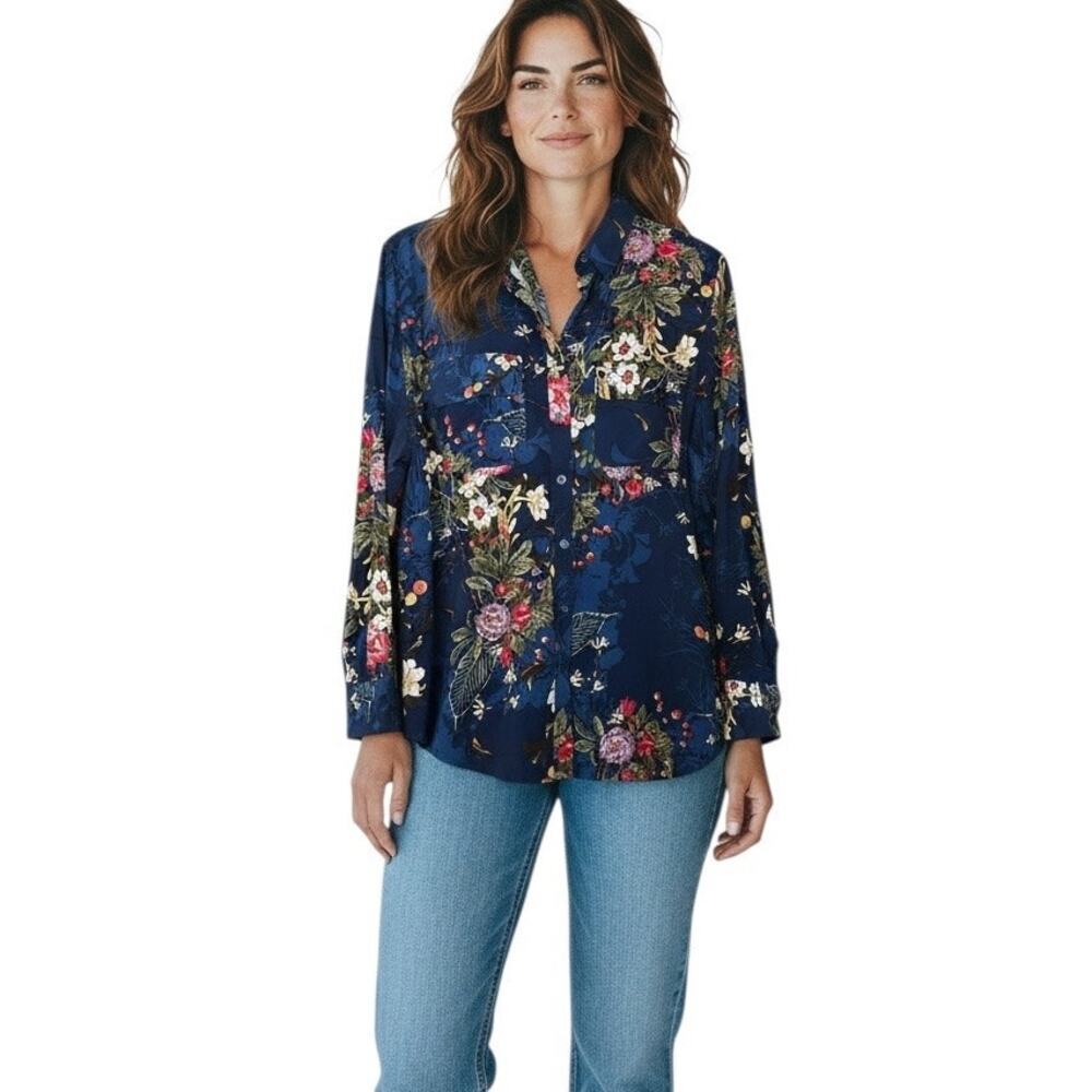 Chico's Easy Shirt in Nocturne navy size 2